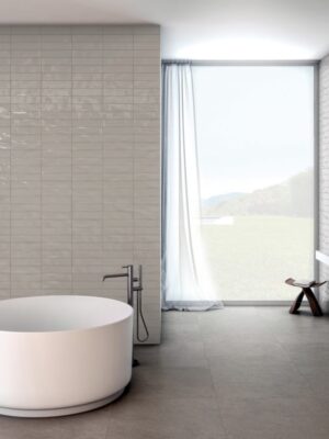 silver color subway tile with extra glossy finish