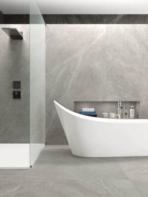 bathroom with 48x48 porcelain tile