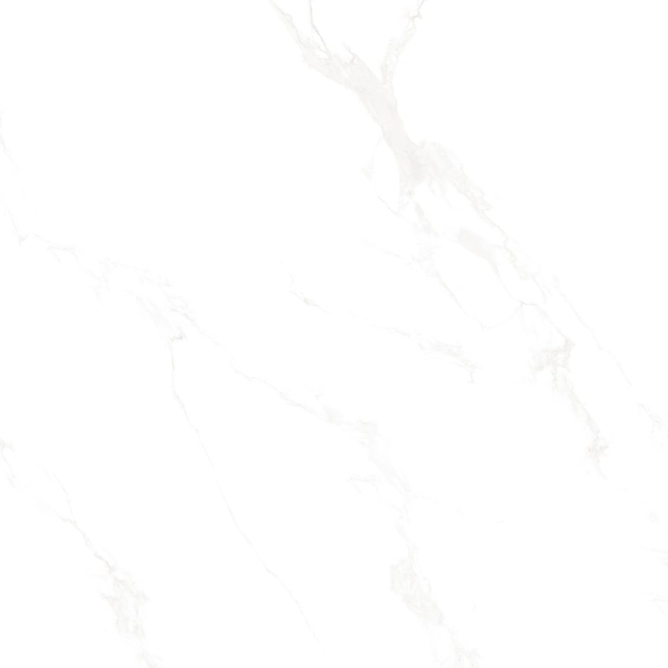 48x48 polished white porcelain tile with minimal veining in soft gray color