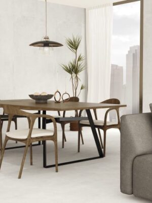 48x48 porcelain tile that looks like white concrete floors in a living room