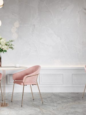 A glamorous restaurant with Glamour 63x63 tiles on the wall